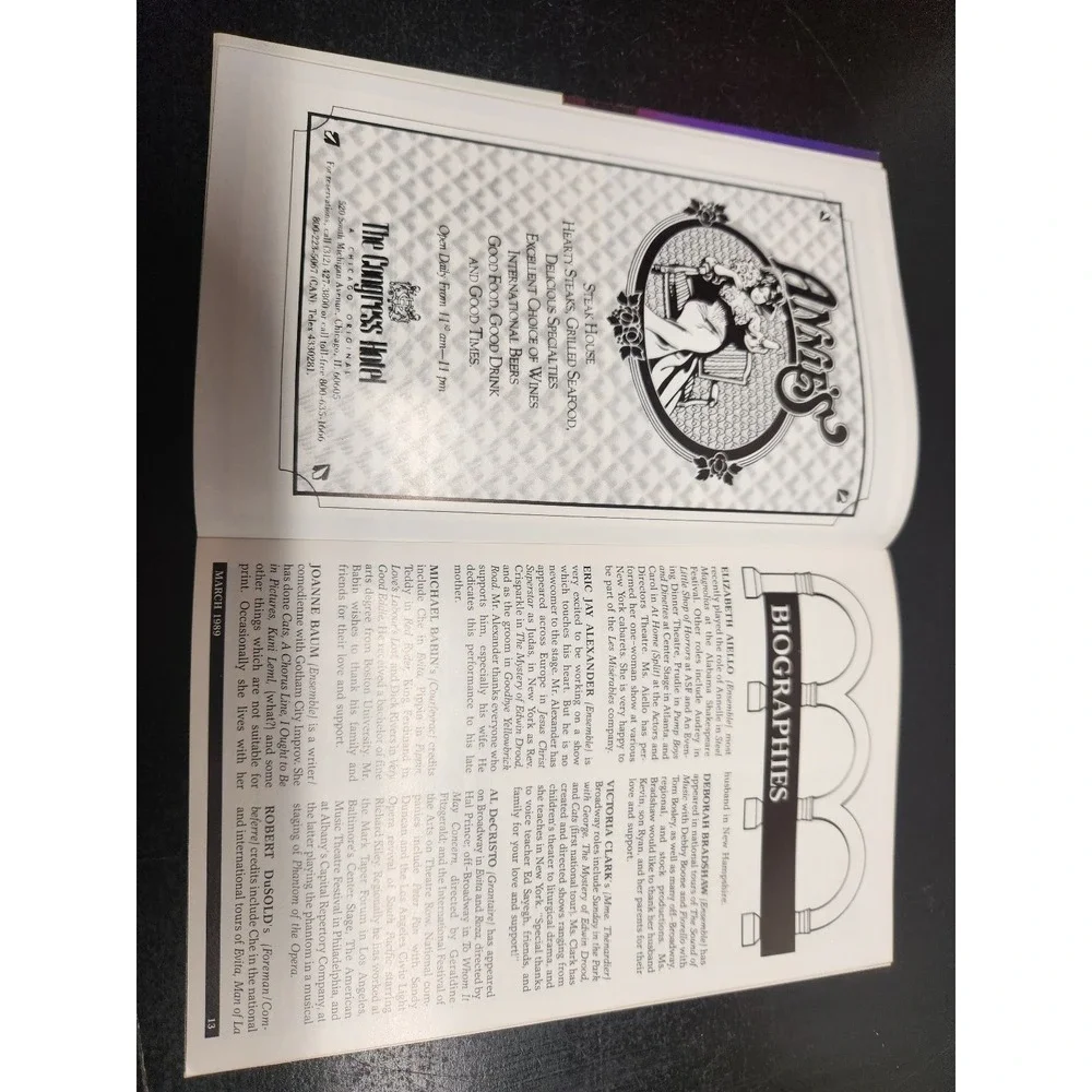Vintage Les Misérables Showbill Auditorium Theatre 1988-1989 Season March